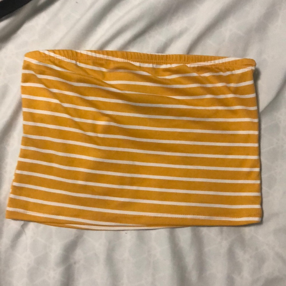 Brand new yellow and white stripped tube top